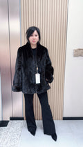 No. 100 “Maillard-style” mink fur coat, featuring a V-neck design and folded cuffs.