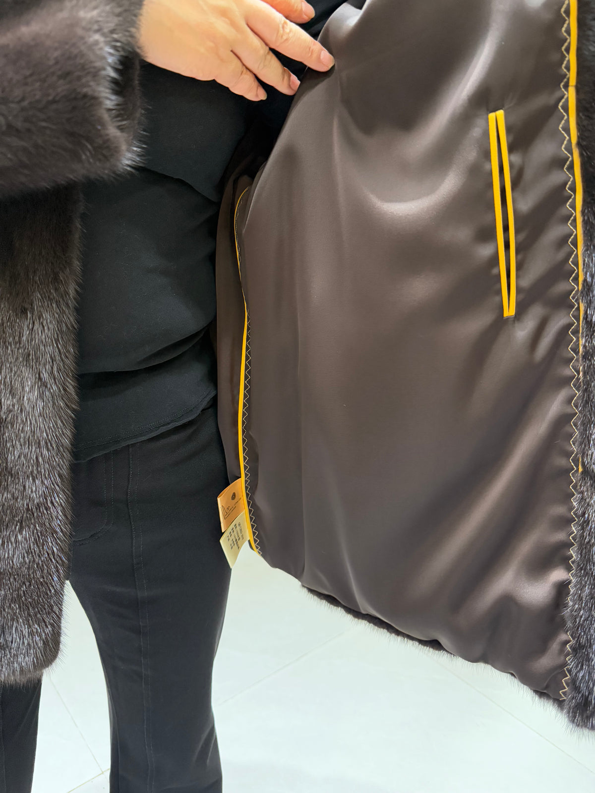 No. 102 Dark Brown Stand-Collar Mink Fur Coat