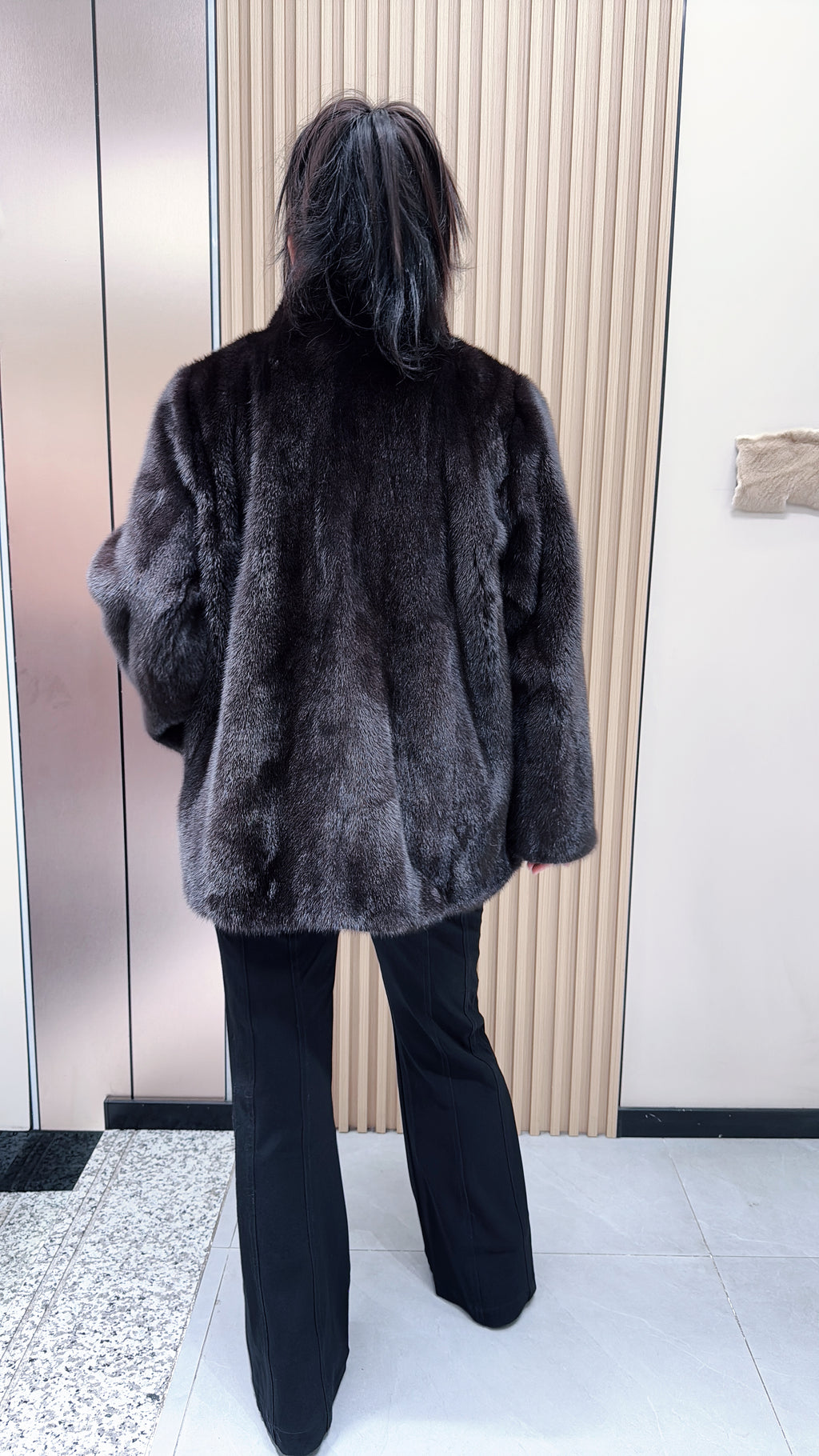 No. 102 Dark Brown Stand-Collar Mink Fur Coat