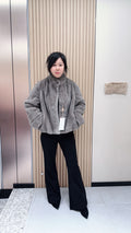 No. 101 Grey Stand-Collar Mink Fur Coat