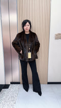 No. 103 Dark Brown V-Neck Mink Fur Coat