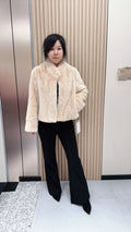 No. 104 Beige Stand-Collar Mink Fur Coat
