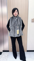 No. 107 Grey Mink Fur Vest with Stand Collar