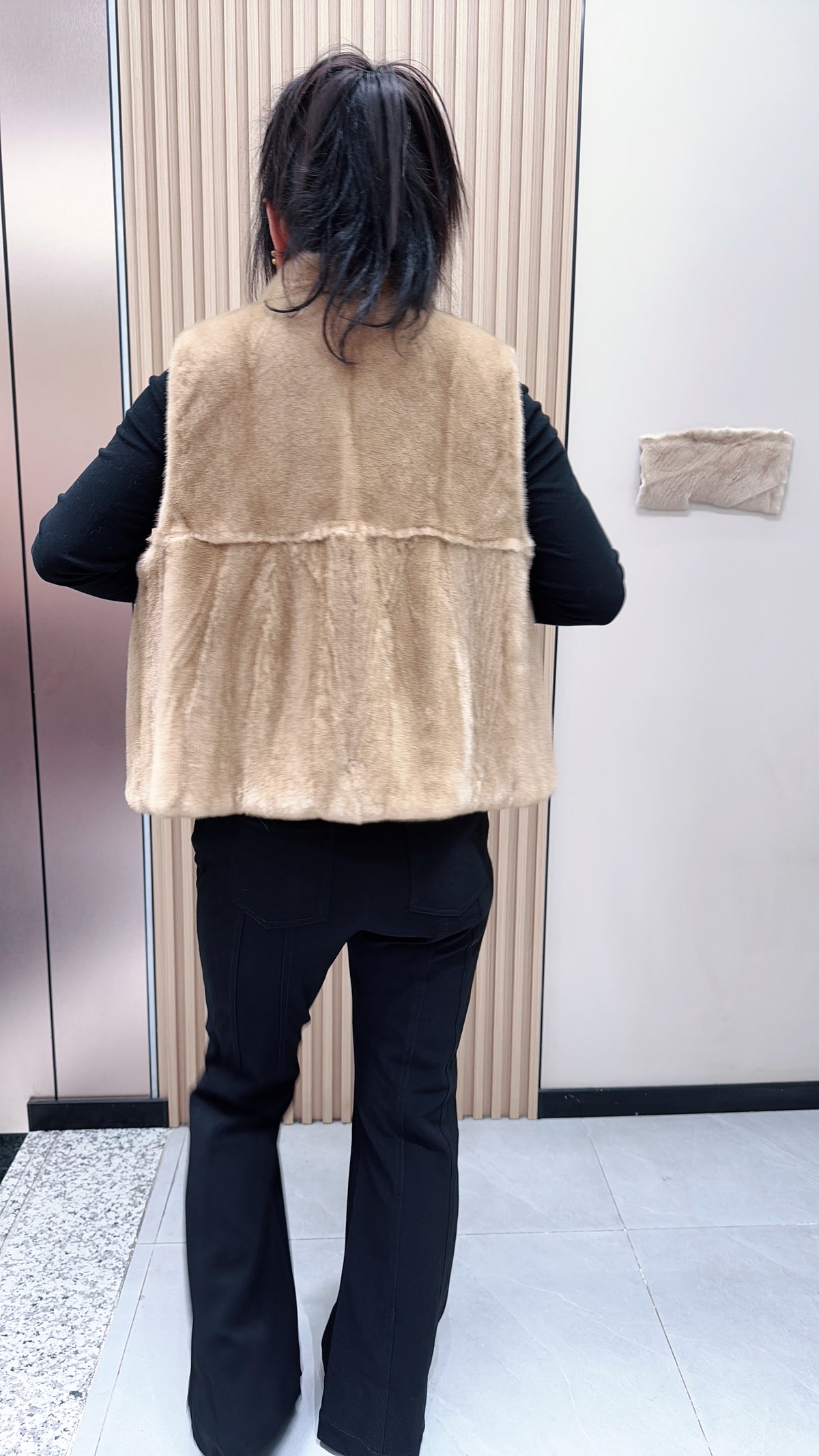 No. 109 Light Brown Stand-Collar Mink Fur Vest