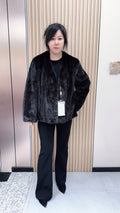 No. 138 Dark Brown V-Neck Mink Fur Coat