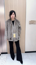No. 144 Grey V-neck mink fur coat