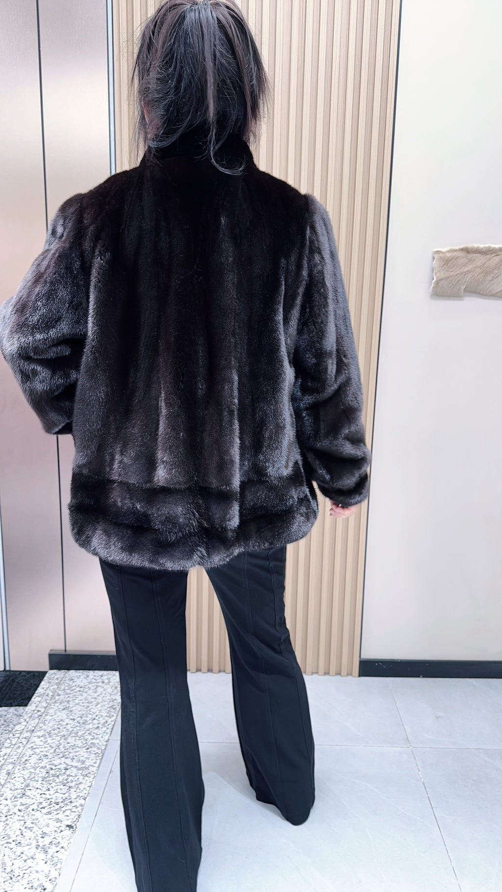 No. 121 Dark Brown Stand-Collar Mink Fur Coat