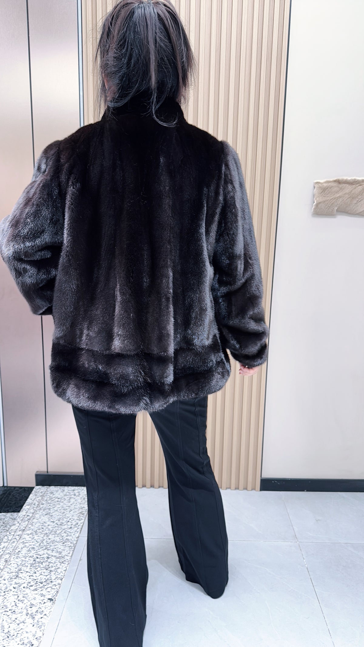 No. 121 Dark Brown Stand-Collar Mink Fur Coat
