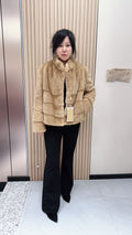 No. 113 Dark Beige Stand-Collar Mink Fur Coat