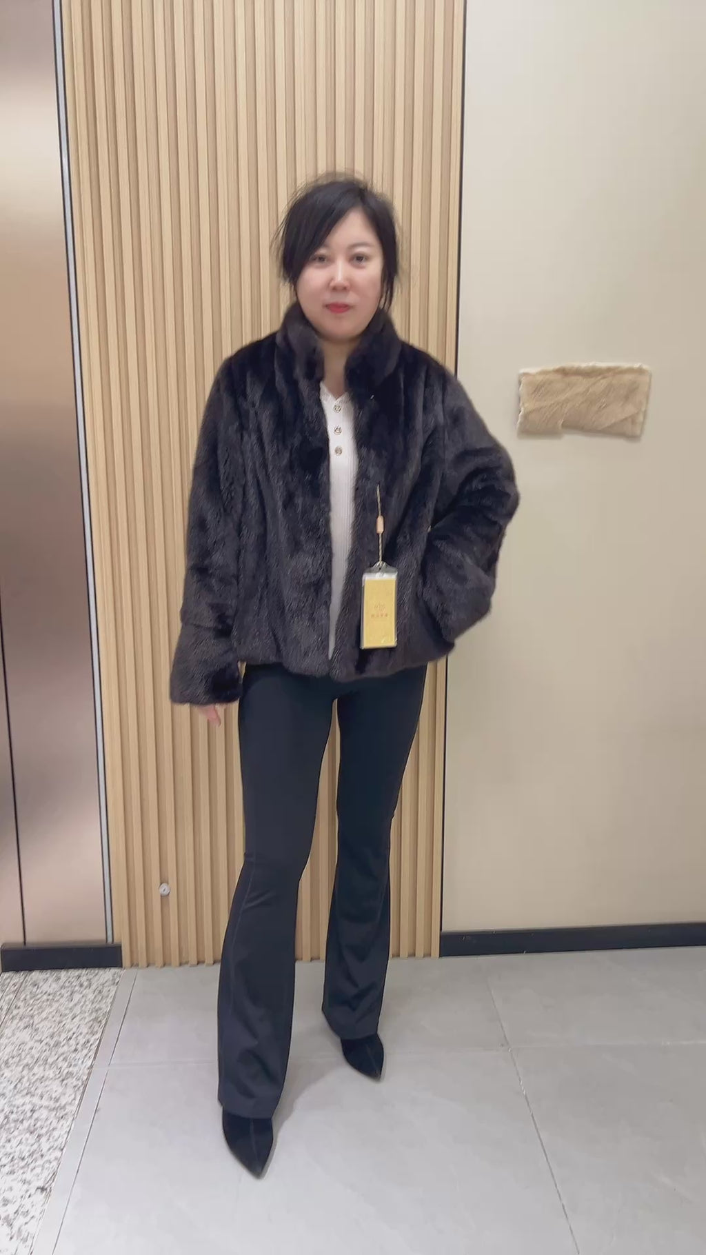 No. 226 Dark Brown Stand-Collar Mink Fur Coat