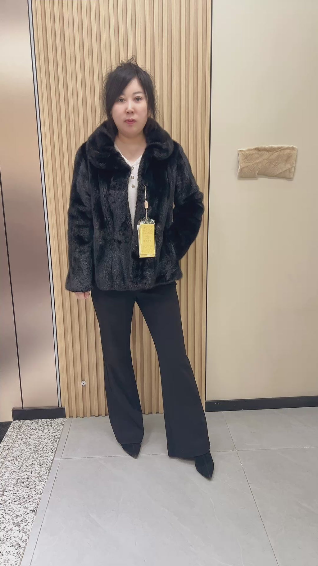 No. 208 Black Mink Fur Coat with Peter Pan Collar