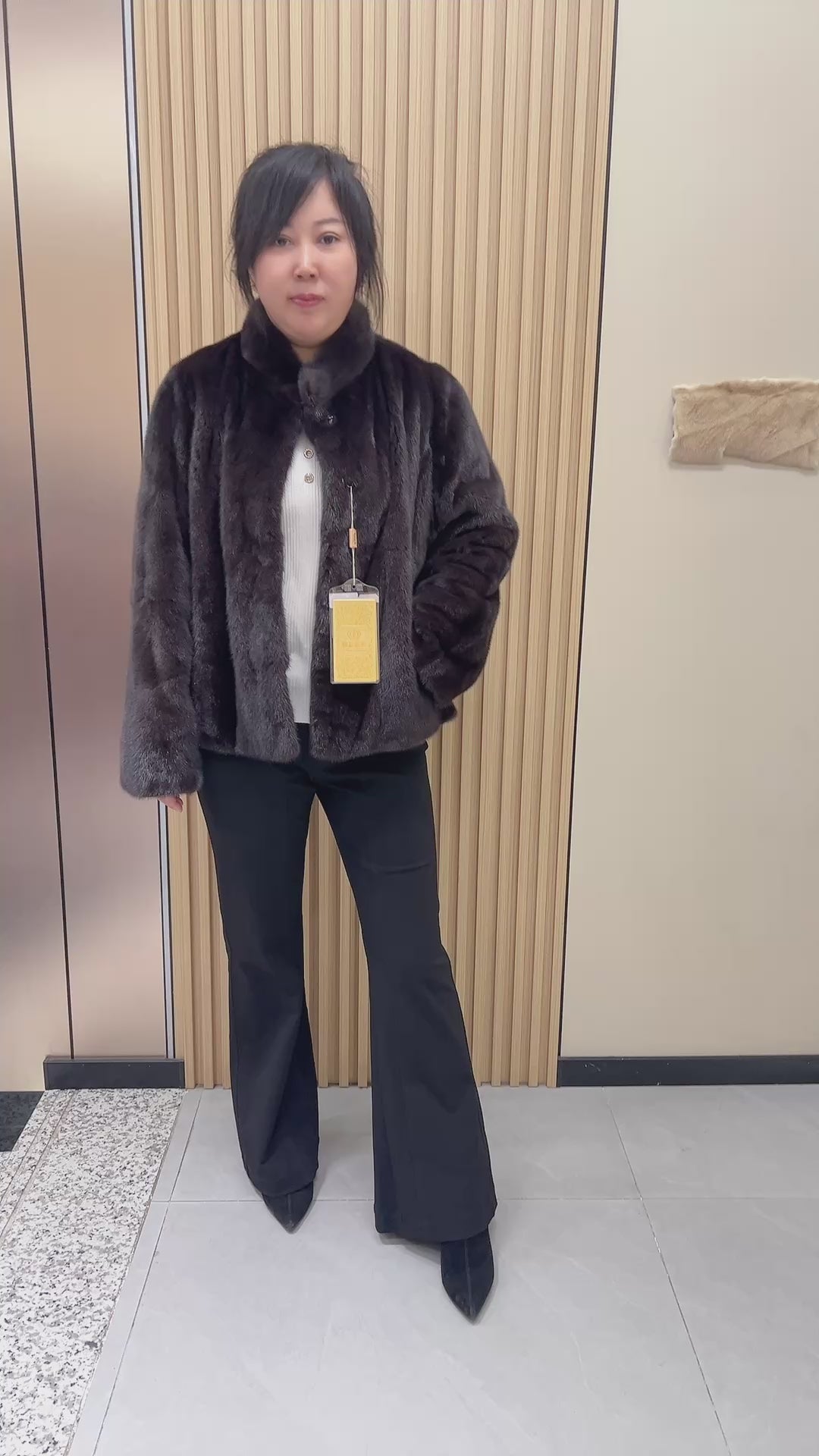No. 193 Dark Brown Stand-Collar Mink Fur Coat
