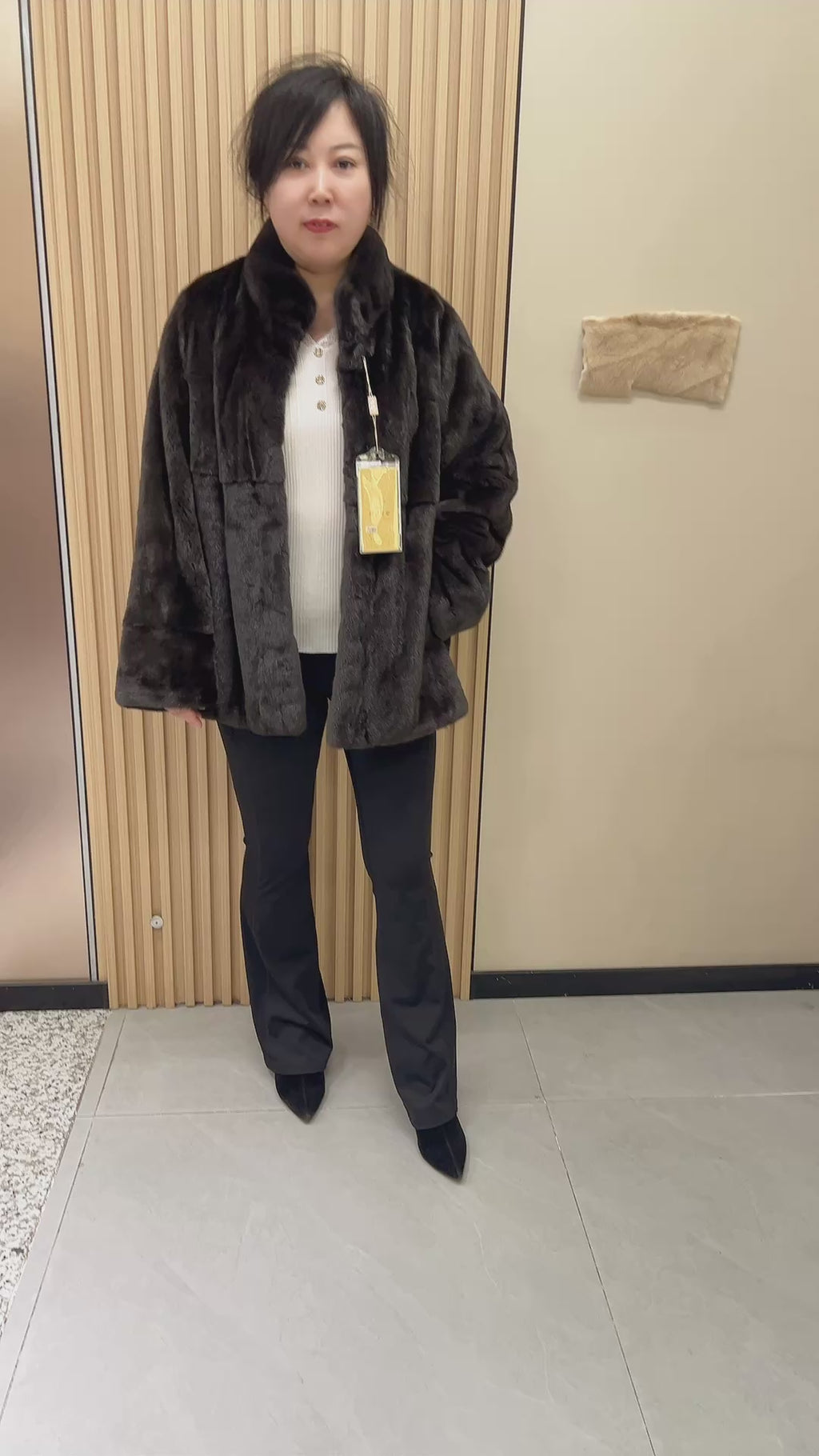 No. 227 Dark Brown Stand-Collar Mink Fur Coat