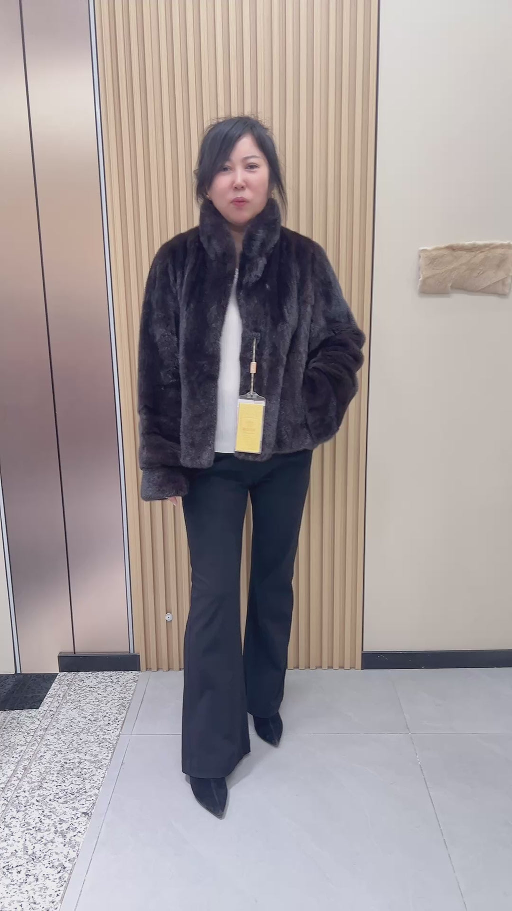 No. 183 Dark Brown Stand-Collar Mink Fur Coat